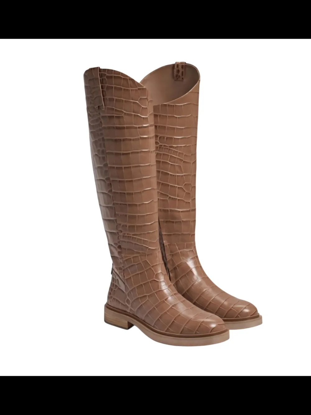 Sam Edelman Fable Croc-Embossed Knee-High Boots - Brown